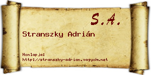 Stranszky Adrián névjegykártya