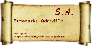 Stranszky Adrián névjegykártya